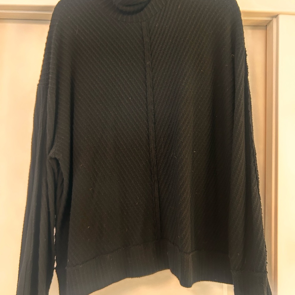 H by Bordeaux Black Ribbed Sweater
